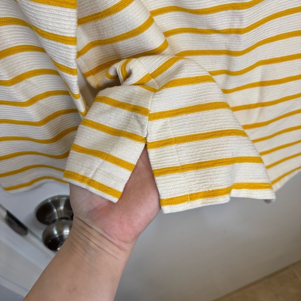 Old Navy Cream and Yellow Stripe Boxy Blouse with Sailor Collar Women’s Top - Picture 7 of 11